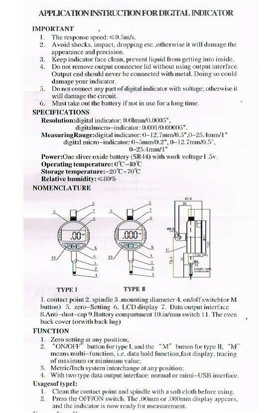 Digital Indicator (Reads 0-25mm) - 50mm Face - 1