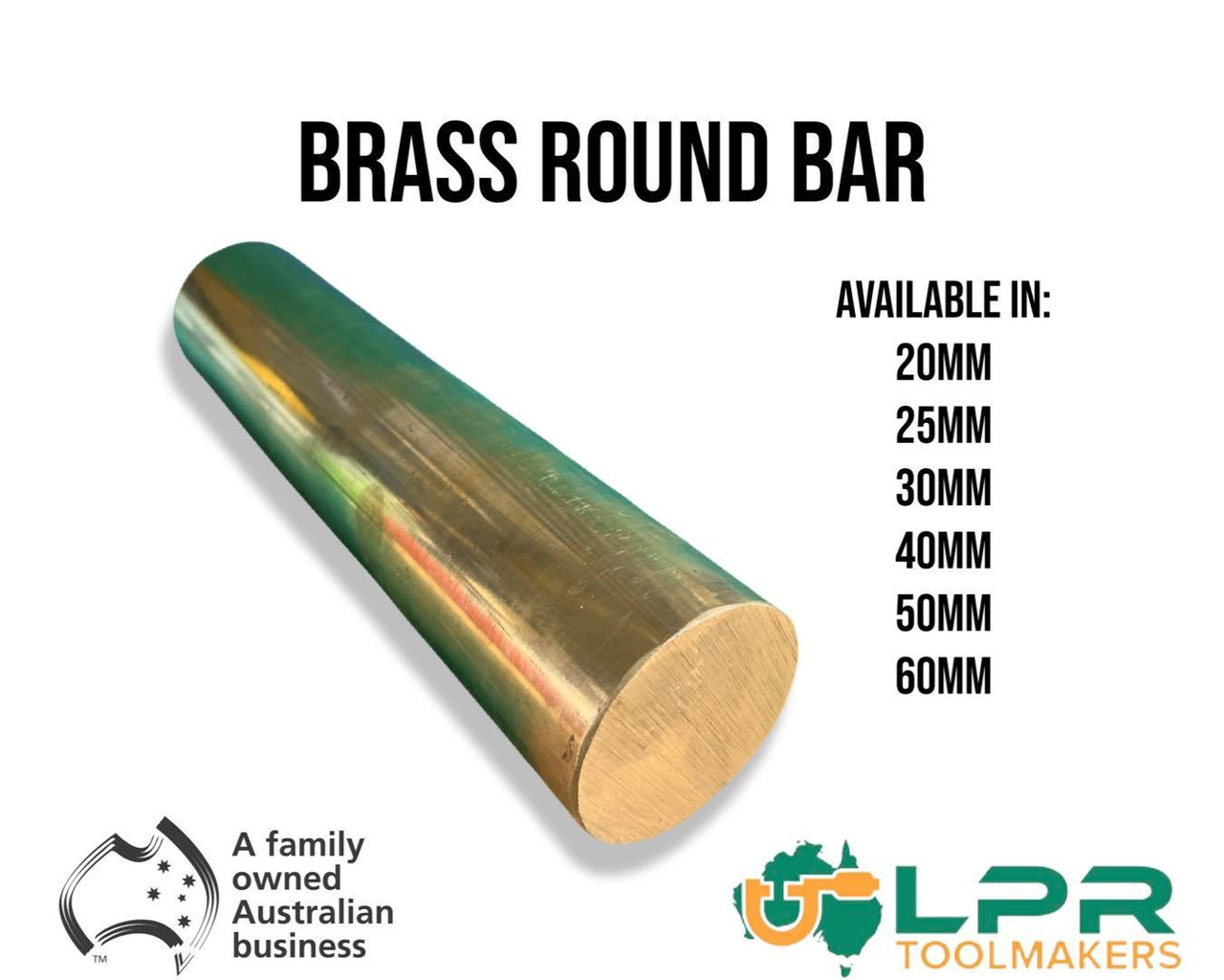 Brass Round Bar Rod - 20mm-60mm x 300mm Long - LPR Toolmakers