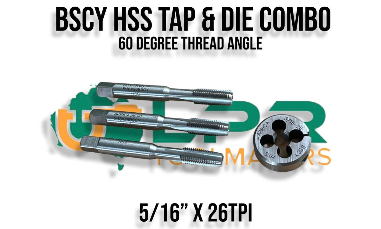 1/4 to 1/2" (26 TPI) Taps & Die Combo [HSS] - 60 degree