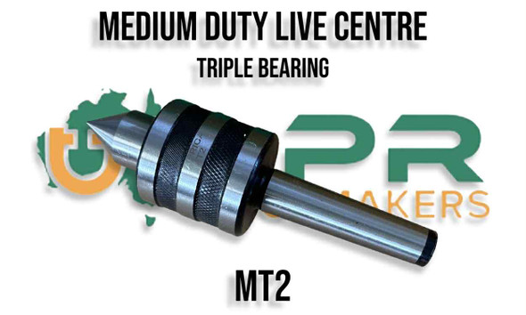 Revolving Live Centre - MT2 Medium Duty. Triple Bearing - Supplied by LPR Toolmakers an Australian family owned business that imports quality Live Centres for your lathe. Shipped from Melbourne, Victoria. 
