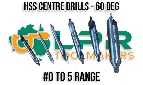 HSS Centre Drills - 60 Degree from #0 to #5. Supplied by LPR Toolmakers an Australian family business that imports high quality short series & long series  Centre Drills. Shipped from Melbourne, Victoria. 