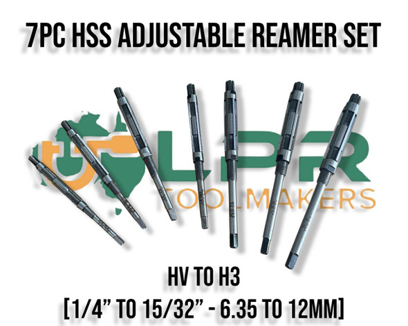 HSS Expanding Adjustable Reamer Set (7pc) - 1/4 to 15/32" Aprica Branded
