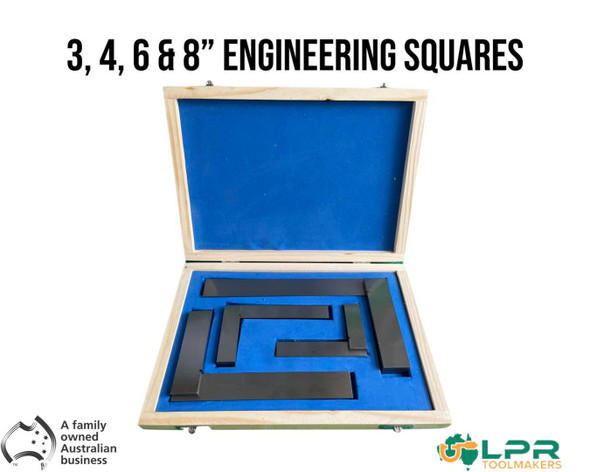 Square Set 4pc - Toolroom Quality | 3, 4, 6 & 8" 