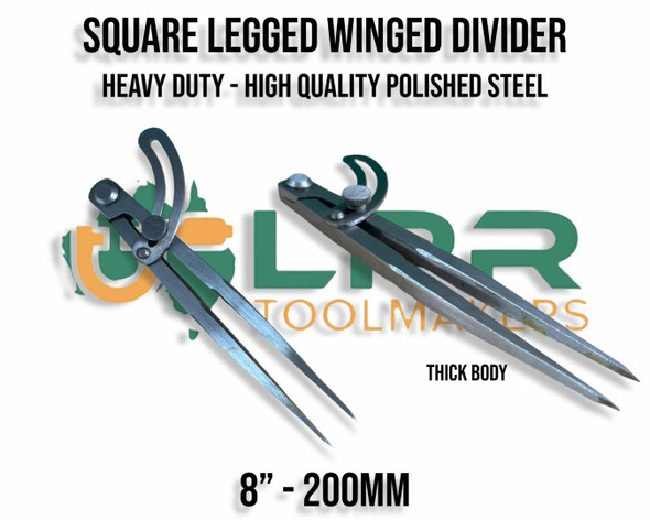 8" - 200mm Wing Divider - Made from solid Gauge Steel. Supplied by LPR Toolmakers an Australian owned business that imports high quality Calipers, Inside, Outside, Jenny, Wing. Shipped from Melbourne, Victoria. 