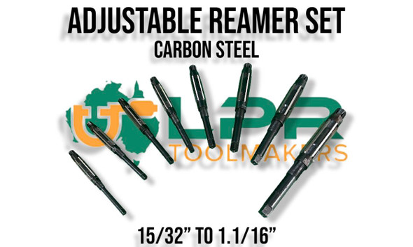 Adjustable Expanding Reamer Set (8pc) [Carbon Steel Blades] - 15/32" to 1.1/16"