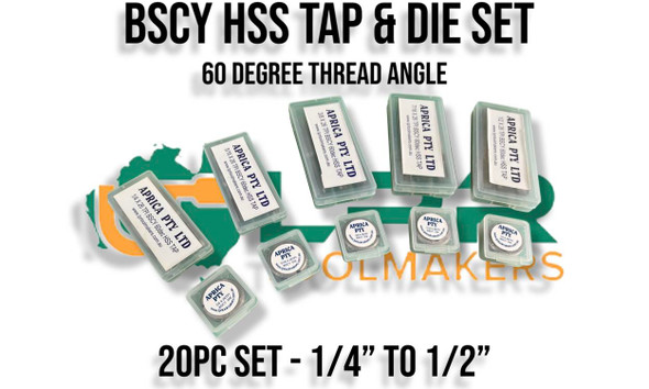 BSCY 20pc HSS Cycle Thread Tap & Die Bundle [All 26TPI] (Sizes Include from 1/4" to 1/2")