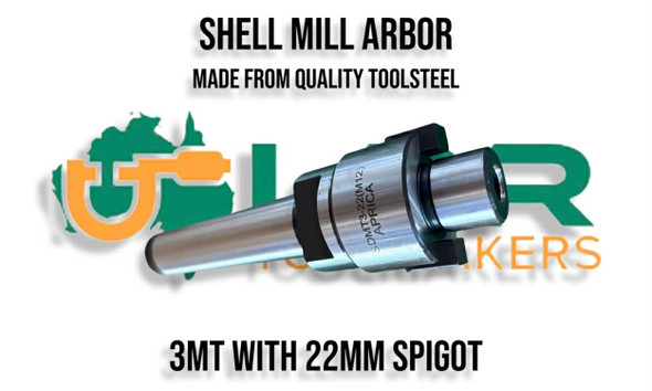 Shell Mill Arbor - 3MT with 22mm Spigot. Supplied by LPR Toolmakers an Australian family owned business that imports quality Shell Mill Arbors. Shipped from Melbourne, Victoria. 