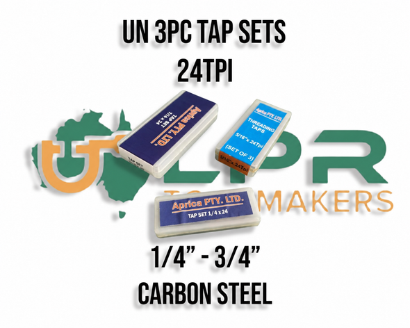 UN Thread 24TPI Tap Sets Carbon Steel From 1/4" - 3/4" (Sizes inside)