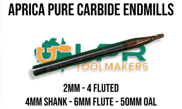 Carbide Endmill 2mm x 50mm. Pure Carbide Metric supplied by LPR Toolmakers an Australian family owned business that imports high quality Endmills. Shipped from Melbourne, Vic.