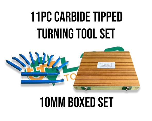 Carbide Tipped Turning Tool Kit [11pc Set] (C5 Grade) - 10mm Sq Shank