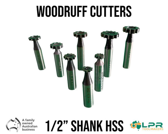 Woodruff Key Cutters HSS 1/2" Shank (Imperial) - From 1/2" to 1.1/2" Aprica