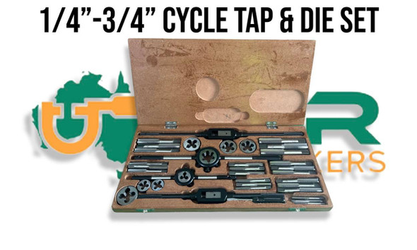 Cycle Tap & Die Set 32pc (1/4 to 3/4") 26TPI / 60 Degree