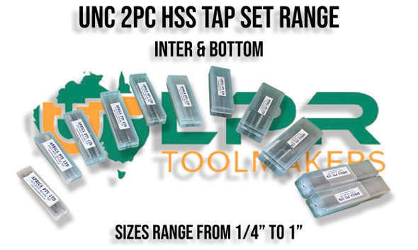 UNC 2pc Tap Sets made from quality HSS. Shipped from Melbourne, Victoria. Australian owned family business that imports quality Taps & Dies. From 1/4" to 1" Range.