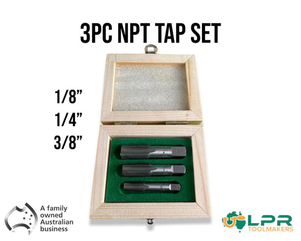 NPT 3pc Tap Set - Boxed  [Sizes 1/8, 1/4 & 3/8" ] 
