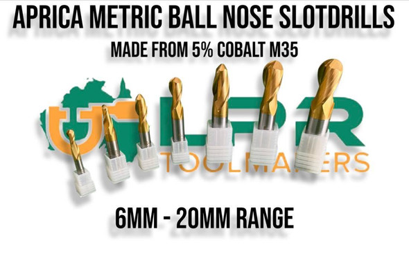 Ball Nose Slotdrills from 6 to 20mm straight shank Aprica branded 5% Co