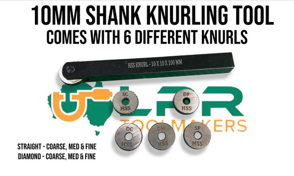 10mm Shank Straight Shank Knurl - Complete with 6 Knurls (Straight & Diamond Pattern)