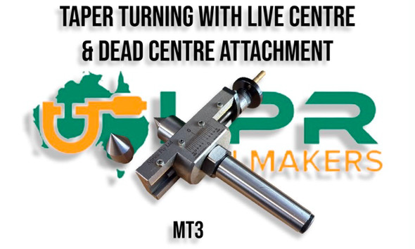 Taper Turning Live & Dead Centre Attachment - MT3. Supplied by LPR Toolmakers an Australian owned family business that imports high quality Taper Turning, Live Centre Attachments. Shipped from Melbourne, Victoria. 