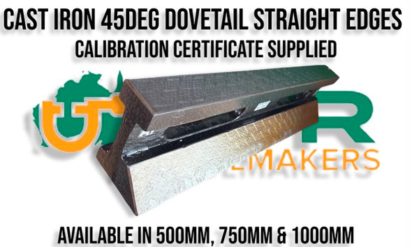 Cast Iron Straight Edges with 45 degree Dovetail. 500mm, 750mm & 1000mm. Supplied Overseas calibration certification. Imported by LPR Toolmakers an Australian owned family business. Shipped from Melbourne, Victoria. 