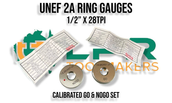 1/2" X 28TPI UNEF GO - NOGO Ring Gauge for external threads. Supplied by LPR Toolmakers an Australian family owned business that imports quality Go & Nogo Gauges at affordable prices. Shipped from Melbourne, Victoria.