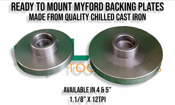 Backing Plates - Chilled Cast Iron - 4"/100mm & 5"/125mm for Myford. Supplied by LPR Toolmakers an Australian family owned business that imports high quality Machined backing plates. Shipped from Melbourne, Victoria.  Backing Plates - Chilled Cast Iron - 4"/100mm & 5"/125mm for Myford. Supplied by LPR Toolmakers an Australian family owned business that imports high quality Machined backing plates. Shipped from Melbourne, Victoria.