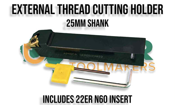 External Threading Bars. 25mm Shank - Takes ER22 & IR22 Inserts. Supplied by LPR Toolmakers an Australian family owned business that imports quality threading holders & bars for the lathe as well as high quality Carbide Inserts to suit. Shipped from country Victoria. 