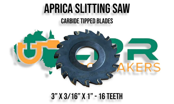 Carbide Tipped Slitting Saw - 3" x 3/16" x 1" Bore [16 Teeth]. Supplied by LPR Toolmakers an Australian family owned business that imports quality Slitting Saws & Arbors. Shipped from Melbourne, Victoria.