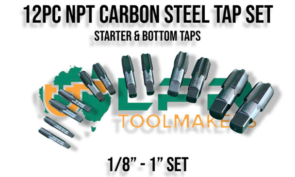 National Pipe Thread (NPT) 12pc Tap Set, 6 sizes from 1/8" - 1"