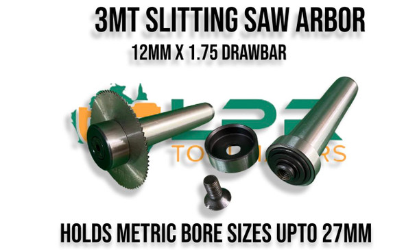 Slitting Saw Holder (3MT Shank) 12MM Threaded Back | Suits Metric Bores