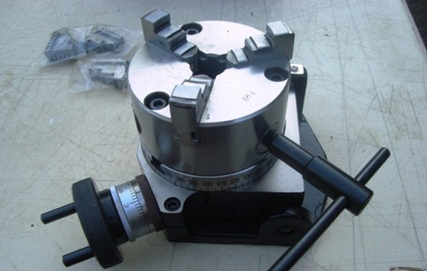 4"/ 100mm Tilting Rotary Table with Mounted 3 Jaw Chuck 