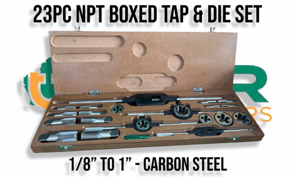 NPT 23pc Tap and Die set boxed 1/8" to 1" made from Carbon Steel
