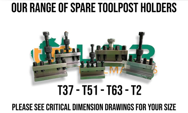 Spare Quick Change Toolpost Holders - T37, T51, T63, T2 & T3 Types