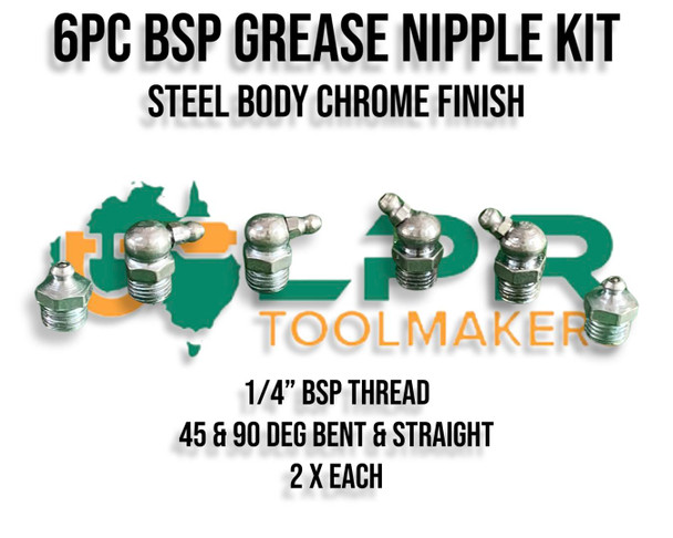 Grease Nipples BSP thread 6pc Packs - 1/8" or 1/4" Thread