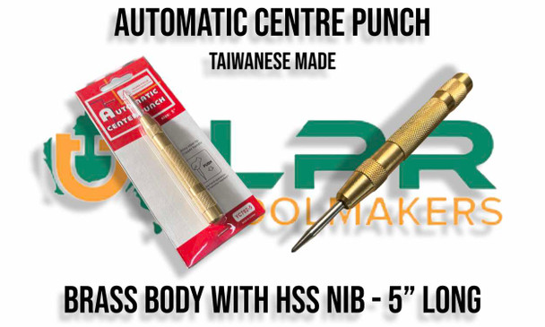 Auto Centre Punch - Knurled Brass body for Metal marking. Taiwanese made - High Quality. Supplied by LPR Toolmakers an Australian family owned business that imports high quality Centre Punches. Shipped from Melbourne, Victoria. 