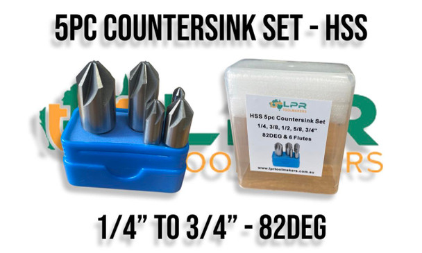Countersink 5pc Set 1/4"to  3/4" (Boxed) 82DEG