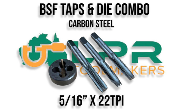5/16" x 22TPI BSF Carbon Steel Tap & Die Set - Supplied by LPR Toolmakers an Australian owned family business that imports high quality Carbon Steel & HSS Taps & Dies for threading. Shipped from Melbourne, Victoria.