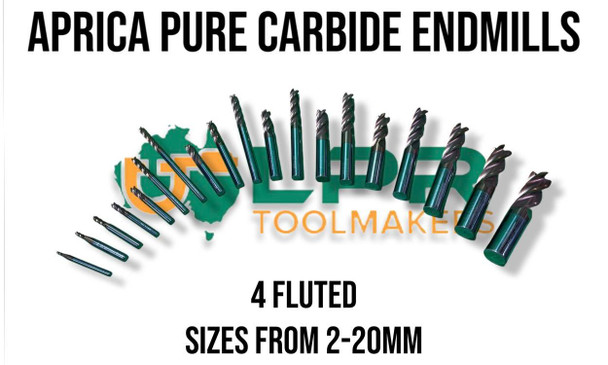 Carbide Endmills - HRC65 - From 2mm to 20mm Range. Pure Carbide Metric supplied by LPR Toolmakers an Australian family owned business that imports high quality Endmills. Shipped from Melbourne, Vic.