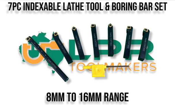 7pc Indexable Lathe Tool & Boring Bar Set - [From 8-16mm]