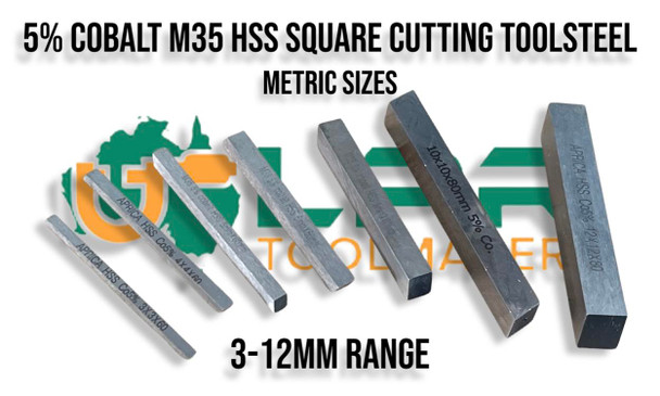 HSS M35 (5% Cobalt) Metric Square Cutting Tool Steel [3 to 12mm]