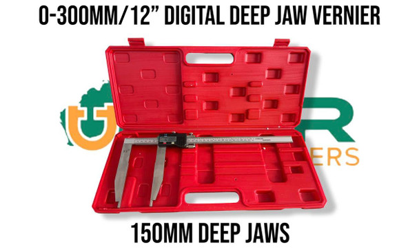 Digital Vernier Caliper (0-300mm / 12") - Deep & Wide Jaws [Industrial Quality]