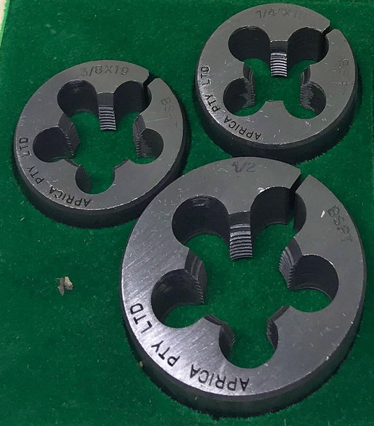 BSPT 6pc Boxed Tap and Round Die Set - 1/4" to 1/2" (Carbon Steel)