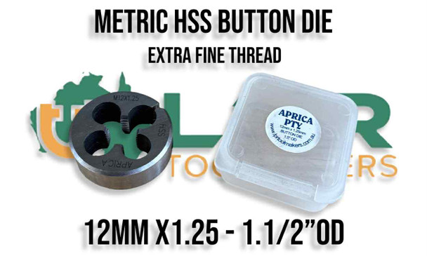 Metric HSS Split Button Die - 12mm x 1.25 Pitch [1.1/2"OD]