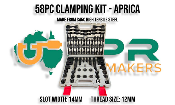 Clamping Kit - Metric 58pc. Supplied by LPR Toolmakers an Australian family owned business  that imports high quality Clamping Kits. Shipped from country Victoria. 