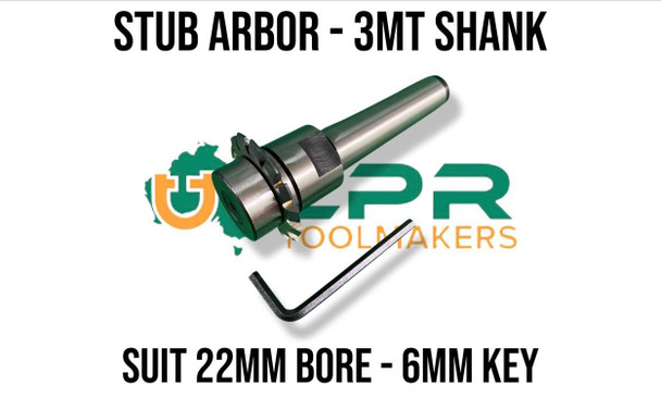 3MT stub Arbor designed to hold 22MM bore gear cutters 12 x 1.75 threaded back