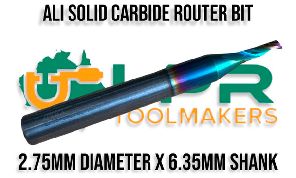 2.75mm Solid Carbide - HRC65 Router Bit. Supplied by LPR Toolmakers an Australian family owned business that imports high quality 1F, 2F, 3F & 4F cutters. Shipped from Melbourne, Victoria. 