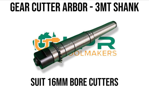 3MT Shank Arbor. Takes 16mm Bore Cutters, Milling, Gear, Slitting Saws.