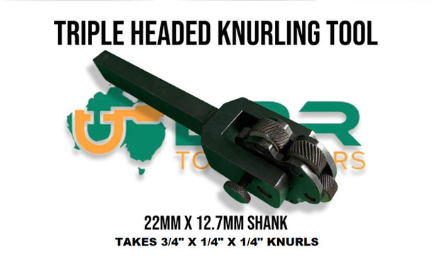Knurling Tool Heavy Duty [Large Shank - 22mm] HSS - Includes 3 Sets of Knurls 