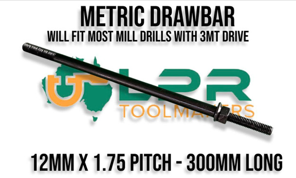 12mm x 1.75 Metric Drawbar - Fits straight into your spindle. Supplied by LPR Toolmakers an Australian family owned business that imports quality Lathe & Milling machine tooling. 