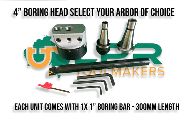 Boring head 4” Kits - Select your Arbor - Comes with 1" x 300mm Length Boring Bar