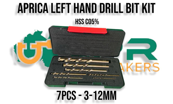 Left Hand Cobalt Drill Set - 7pc Metric Kit. 3-4-5-6-8-10-12mm. Supplied by LPR Toolmakers an Australian family owned business that imports quality Drill bits. Located in country Victoria. 