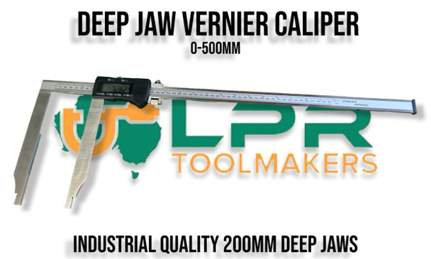 0-500mm Digital Vernier Caliper. 200mm Deep Jaws. Supplied by LPR Toolmakers an Australian family owned business that imports quality & affordable measuring equipment. 